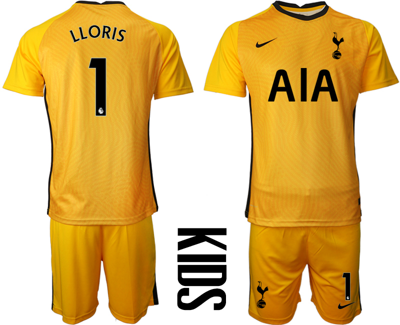 2021 Tottenham Hotspur yellow goalkeeper youth #1 soccer jerseys->youth soccer jersey->Youth Jersey